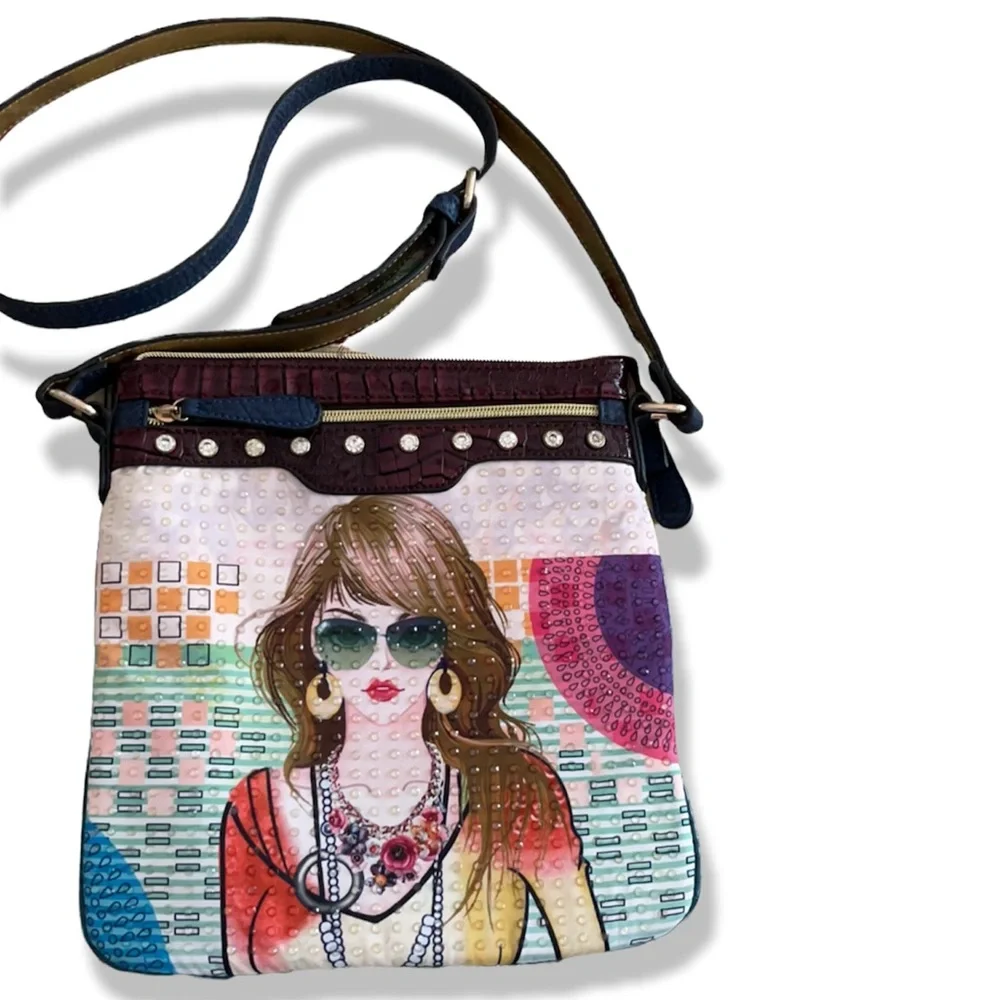 NWOT Vintage 80’s fashion girl image rhinestone shoulder bag